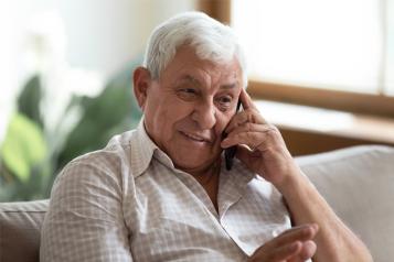 White man on phone