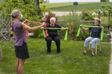 Older people exercising outdoors